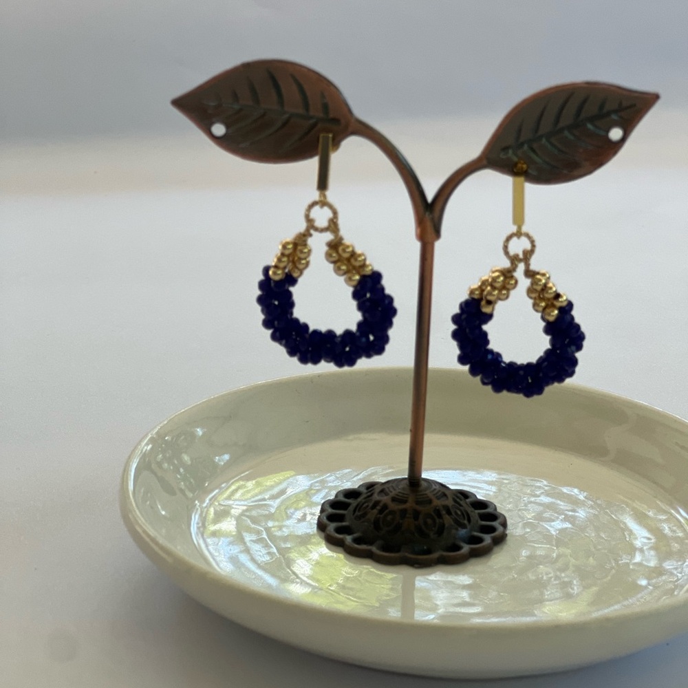 Handmade Sapphire Blue Crystal Earrings - Picture 9 of 10